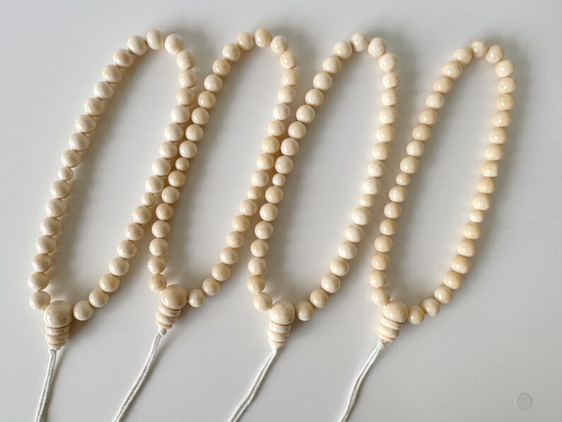 Strand for Making Bamboo Coral Rosary Beads Prayer, White Ivory Mala (8-8.5mm Beads, Genuine Bamboo Coral, Japanese Style) image 9