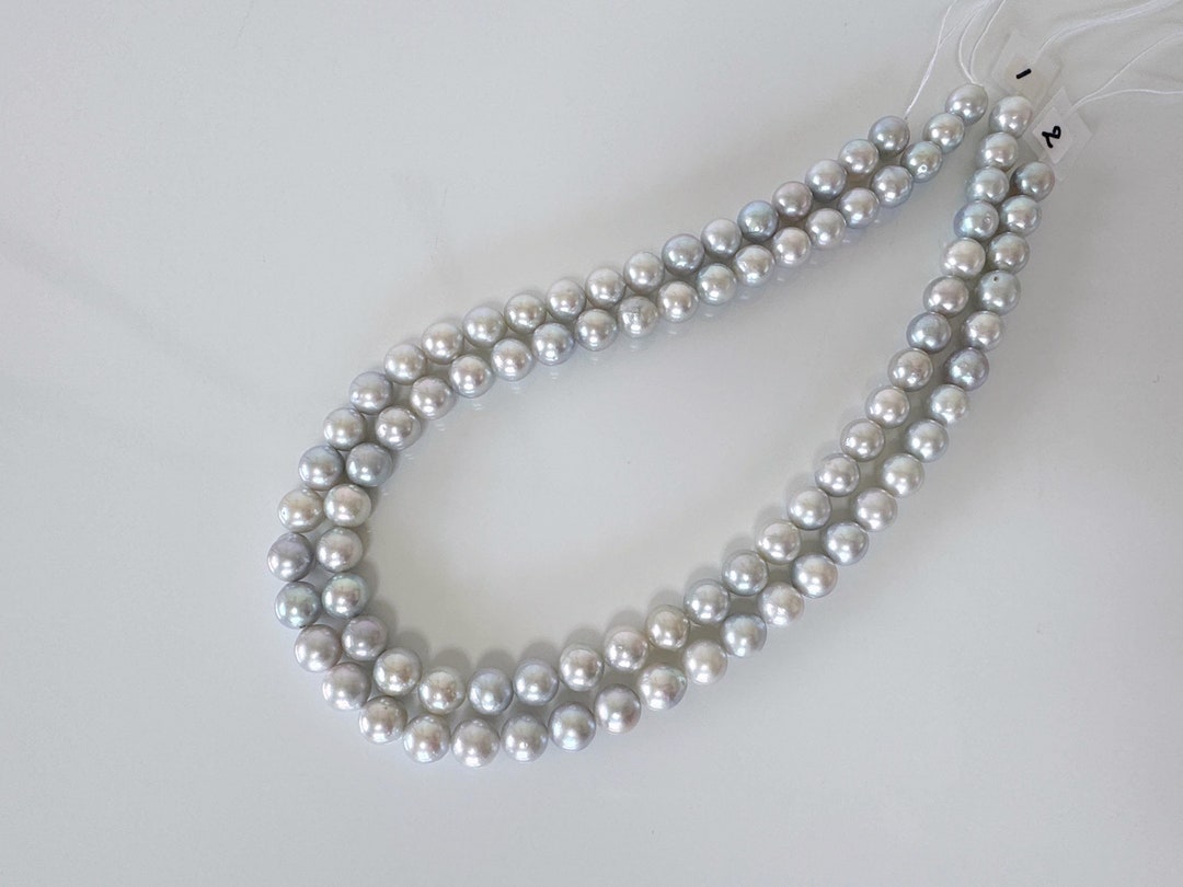 Collana Perle Collana Di Perle Akoya Bianche 11-12mm - Lunghezza 18 Pollici, Qualità AAA Gioielli Vintage