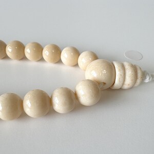 Strand for Making Bamboo Coral Rosary Beads Prayer, White Ivory Mala (8-8.5mm Beads, Genuine Bamboo Coral, Japanese Style) image 6