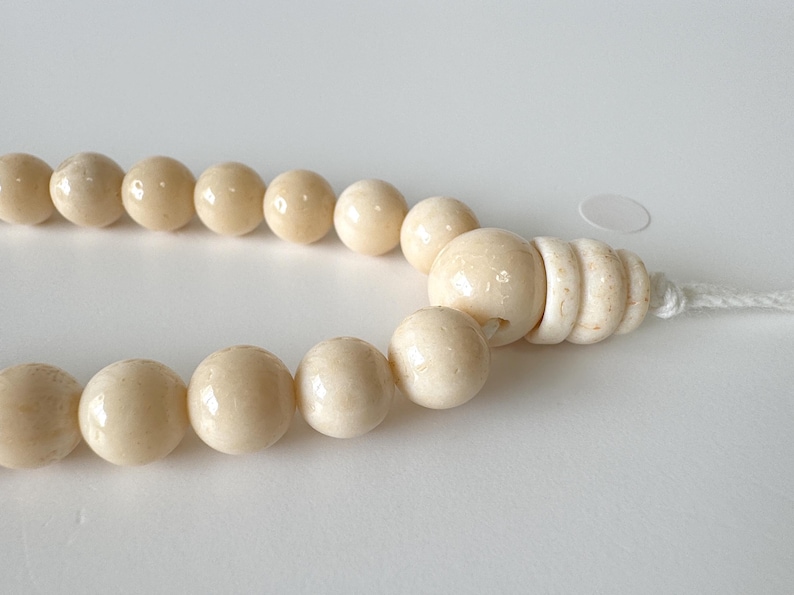 Strand for Making Bamboo Coral Rosary Beads Prayer, White Ivory Mala (8-8.5mm Beads, Genuine Bamboo Coral, Japanese Style) image 6