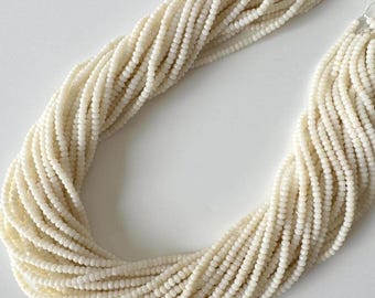 White Bamboo Coral Beads: 3mm Faceted Rondelle Strand, Natural White Sea Bamboo | 15.5in Length, Craft Supplies, Jewelry Making