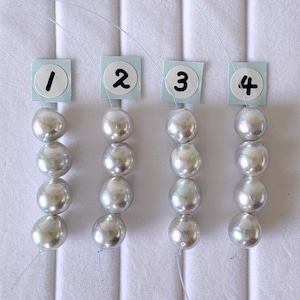 Japanese Natural blue/silver color Akoya Pearl Beads, 7.5-8mm, Mini Strand, Short Strand of 4 Pieces, Cultured in Sea Water
