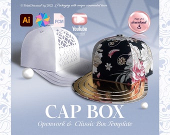 ScanNCut Cap Box Template: Classic and Lace/Openwork, Brother ScanNcut Favor Bags, Parties, Weddings, Birthdays - ScanNCut Boxes
