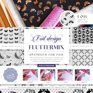 FlutterMix Papers/Patterns: Vielseitige Designs Optimiert für Folienanwendung, Harz und andere Techniken, nahtlos. FoilMagic Designs