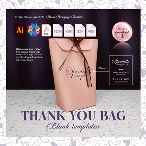 Plantilla bolsa de regalo: Bolsas de recuerdo para fiestas, bodas y cumpleaños. Archivo SVG, Brother ScanNCut, DXF, Cajas y bolsas de regalo