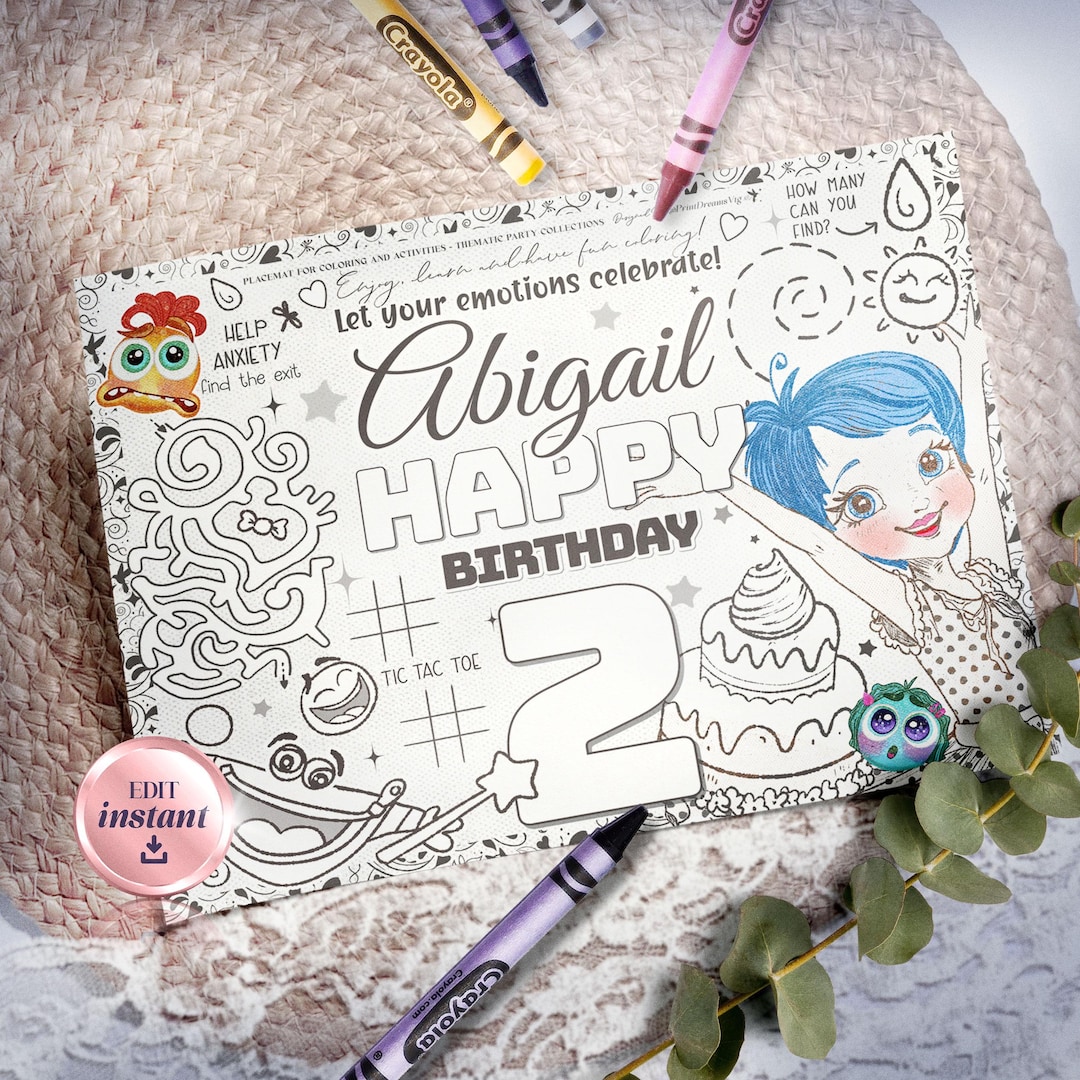 Edit Inside Out Coloring Activity Sheet. Party Coloring Pages