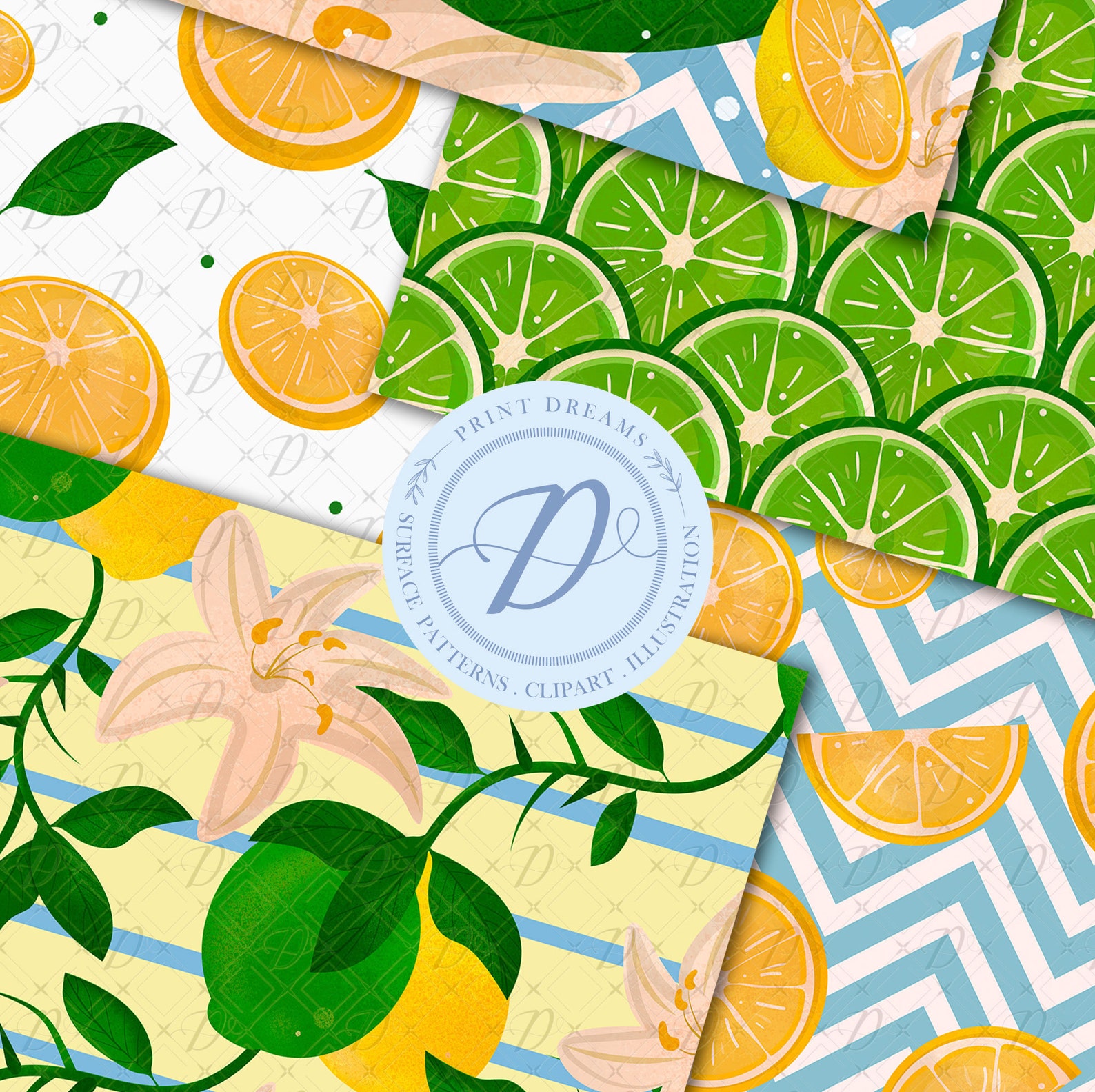 Watercolor Lemon Digital Papers. Lemon Paper Lemon Scrapbook Etsy
