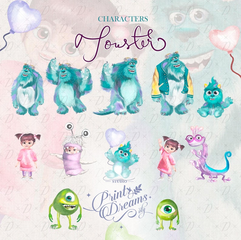 Monster Inc. Clipart Monster Inc. Characters Monster Inc | Etsy