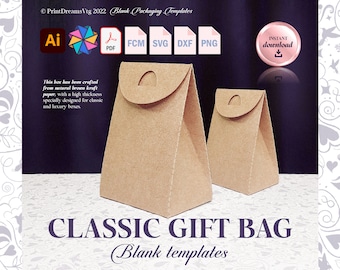 Classic Gift Bag Template: Favor Bags for Parties, Weddings, and Birthdays. SVG Cricut, Brother ScanNCut File, DXF, ScanNcut Gift Boxes/Bags