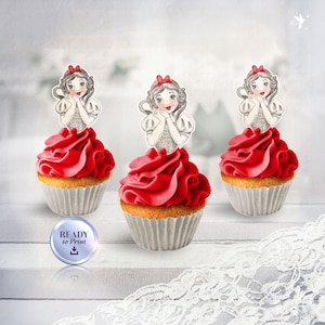 Schneewittchen Cupcake Toppers | Märchen-Partydekorationen | Prinzessin Geburtstag Dekor | Druckbare Favor Toppers