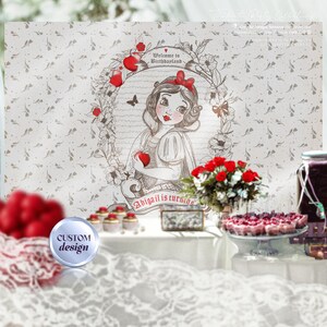 Diseño personalizado del telón de fondo para cumpleaños de Blancanieves: Celebra con estilo y conserva un recuerdo duradero - Telón de fondo