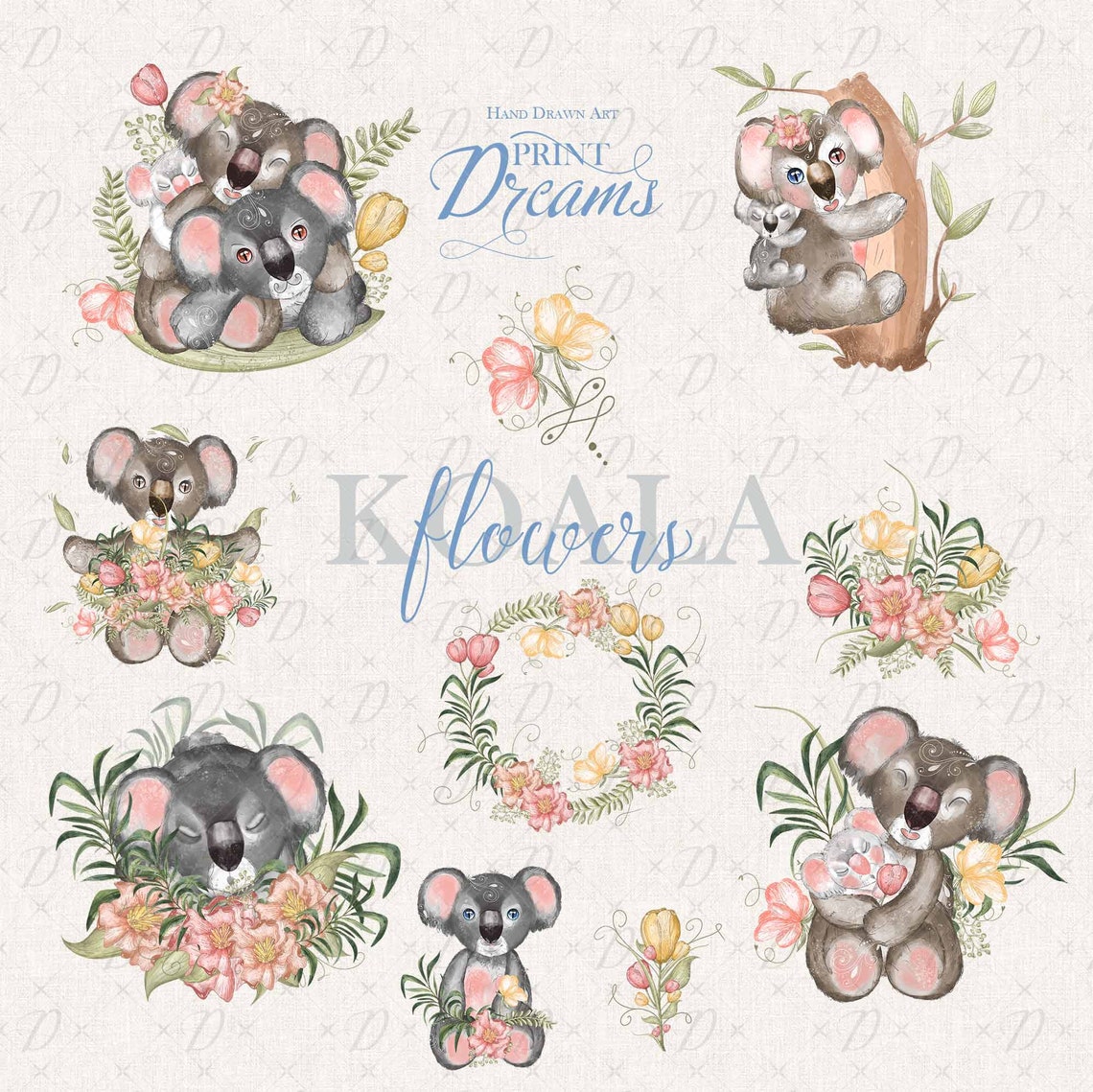 Koala clipart. Koala Family Clip Art. Cute Koalas Clipart Etsy