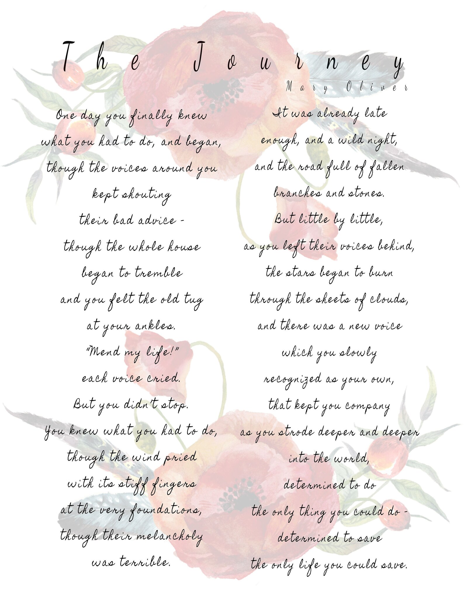 The Journey by Mary Oliver | Etsy