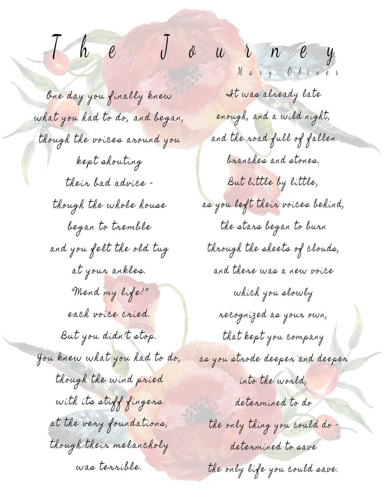 The Journey by Mary Oliver | Etsy
