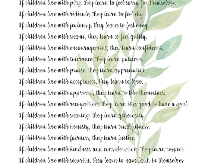 Children Learn What They Live - Etsy