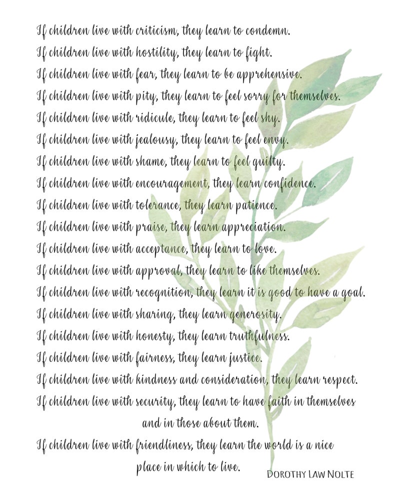 Children Learn What They Live - Etsy