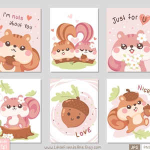 Esquilo de casal feliz bonito com bolota e flor Amigo animal da floresta Outono apaixonado. Conjunto de clipart retangular, etiqueta de presente, cartão, vetor EPS