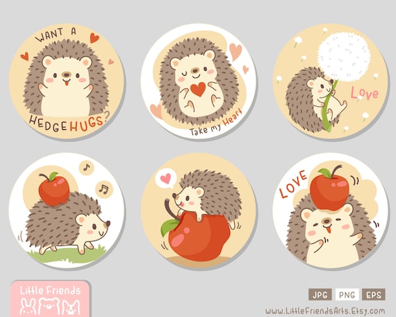 Round Hedgehog Sticker Set Round Hedgehog Sticker Set