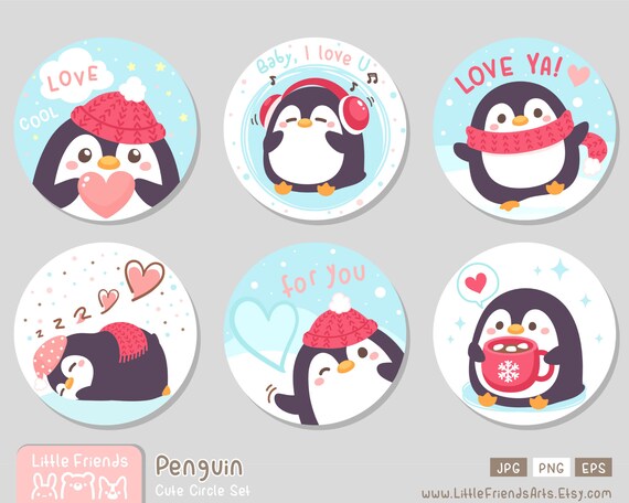 Round Penguin Sticker Set Round Penguin Sticker Set