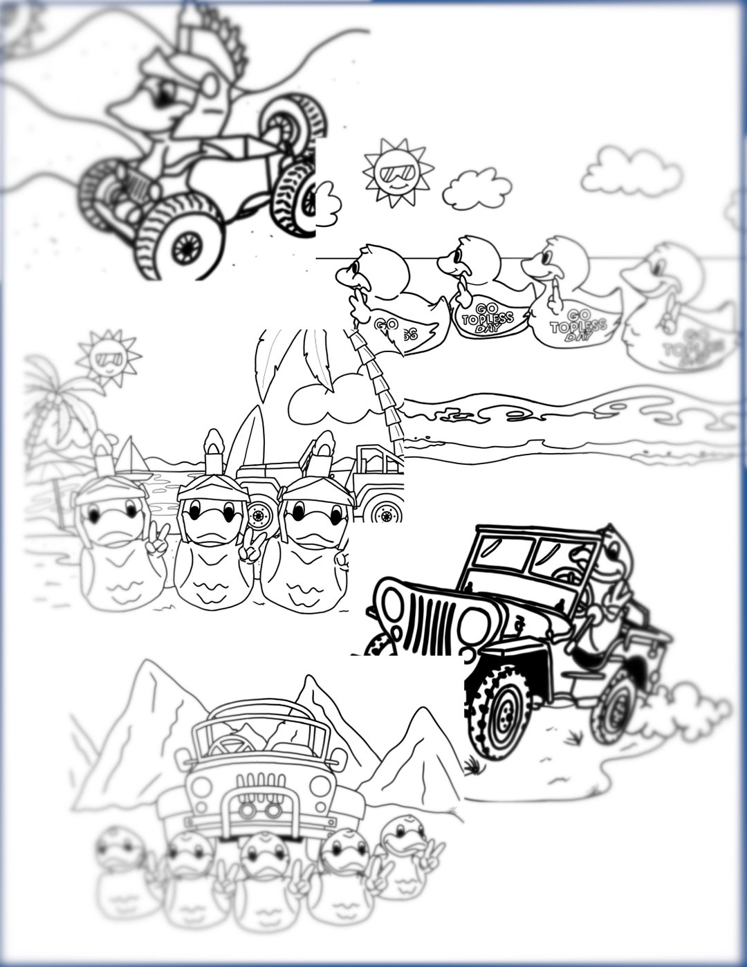 Duck Jeep Downloadable Coloring Pages SET of 5 - Etsy Ireland