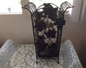 Wooden and Wrought Iron Umbrella Stand Cum Planter for Home Decor