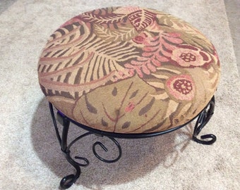 Round footstool with iron legs