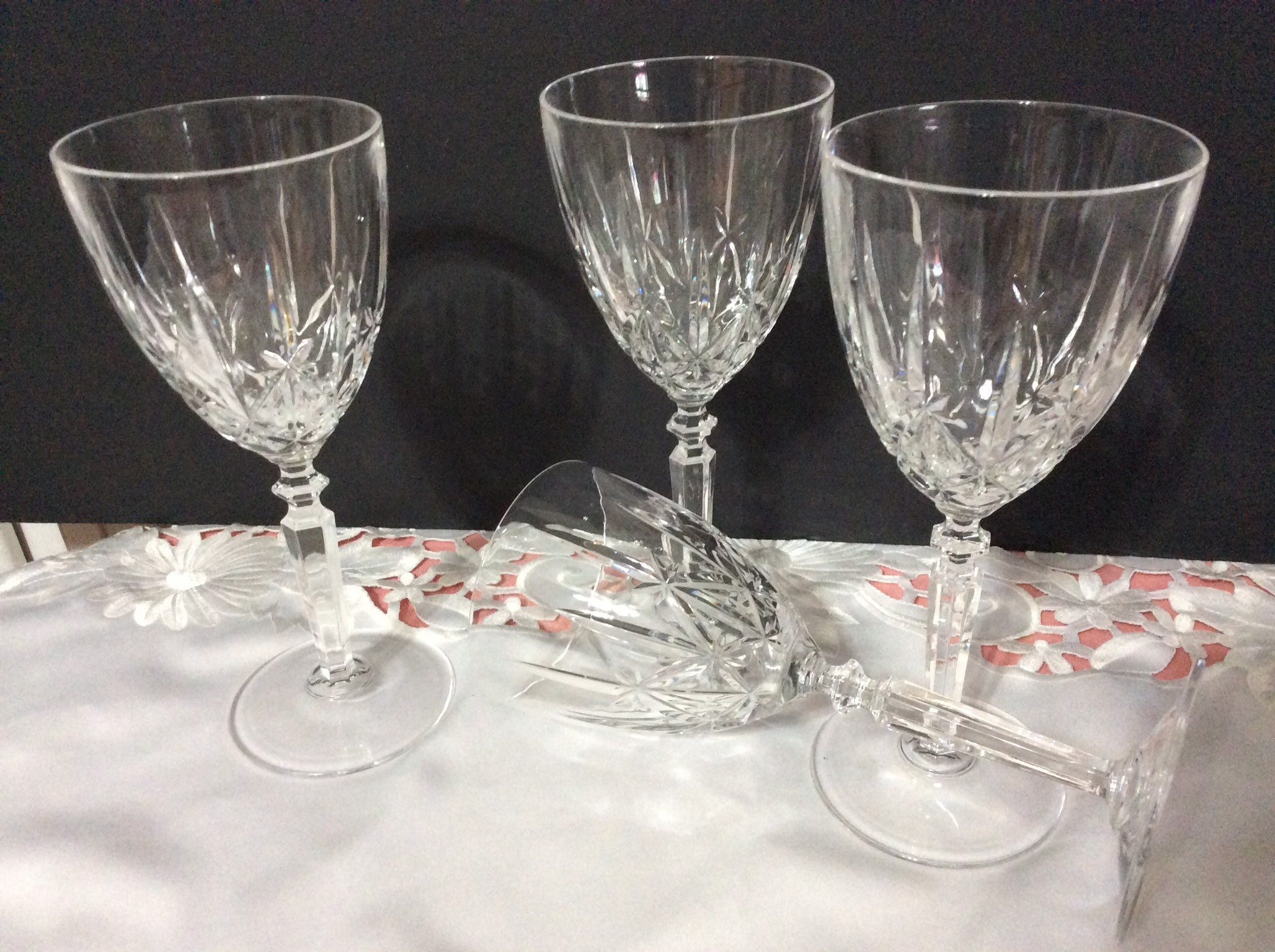 Luxury Crystal Glass Textured Wine Glasses Set m, 4ppch, 6pice