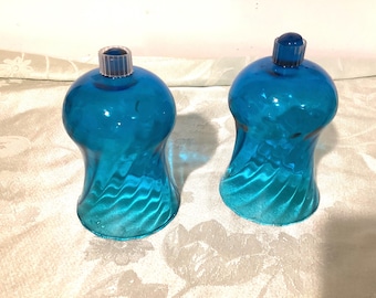 Pair turquoise blue votive candle holders