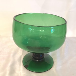 Vintage Blenko Olive Green Compote Dish