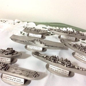 Collection of 7 Vintage World War II Edition of Ships ( pewter ) Reduced Price