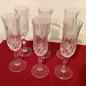 Set of 6 Opera Champagne Flutes by Royal Crystal Rock ( Rare )