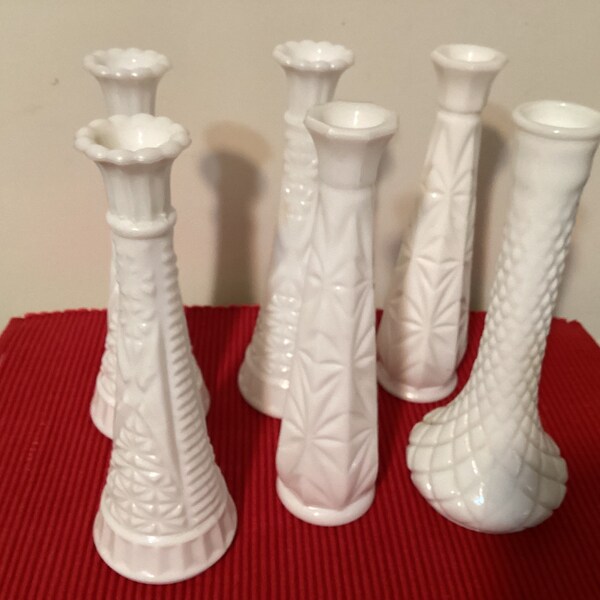 Milk Glass Bud Vases Etsy