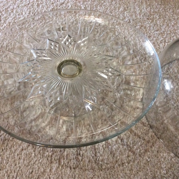 Vintage Pedestal Diamond Cut Cake plate with dome