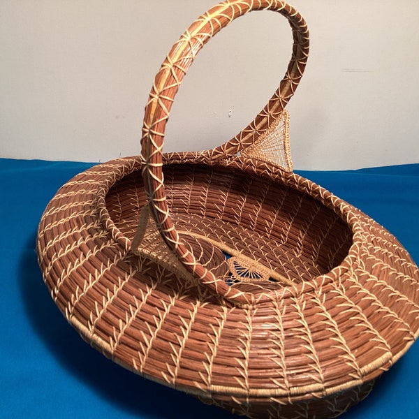 Vintage Large Handmade Pine Needle Basket