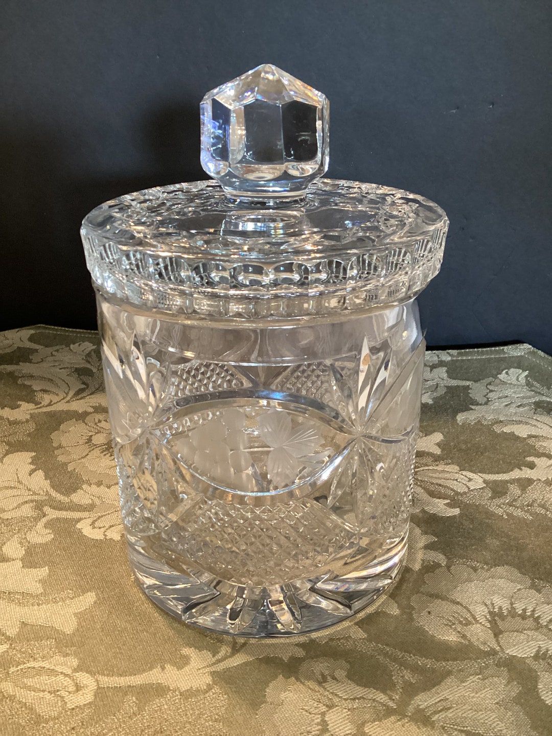 Large Crystal Biscuit Jar Etsy