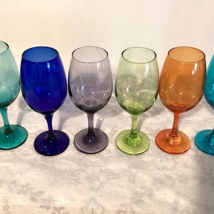 Set of 6 Colorful Wine Glasses