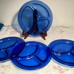 Set of 4 Cobalt Blue Section Plates