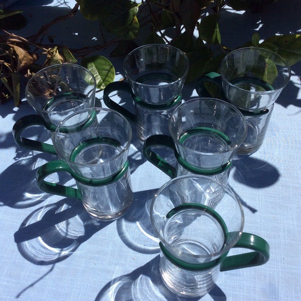 Set of 6 Cappuccino Glass Cups with Handles