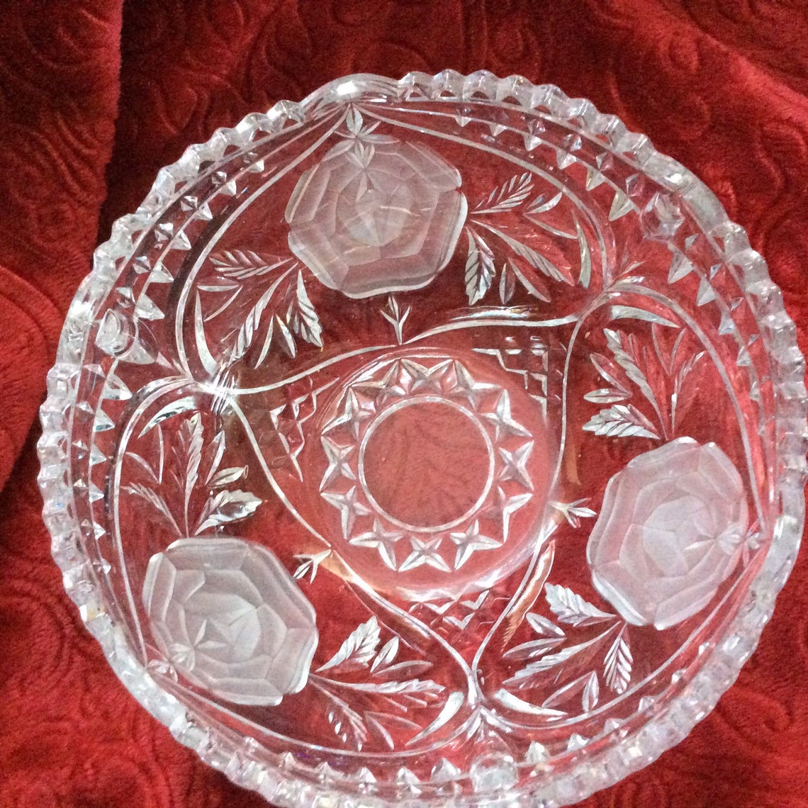 Beautiful candy dish with frosted roses. Free shipping Etsy