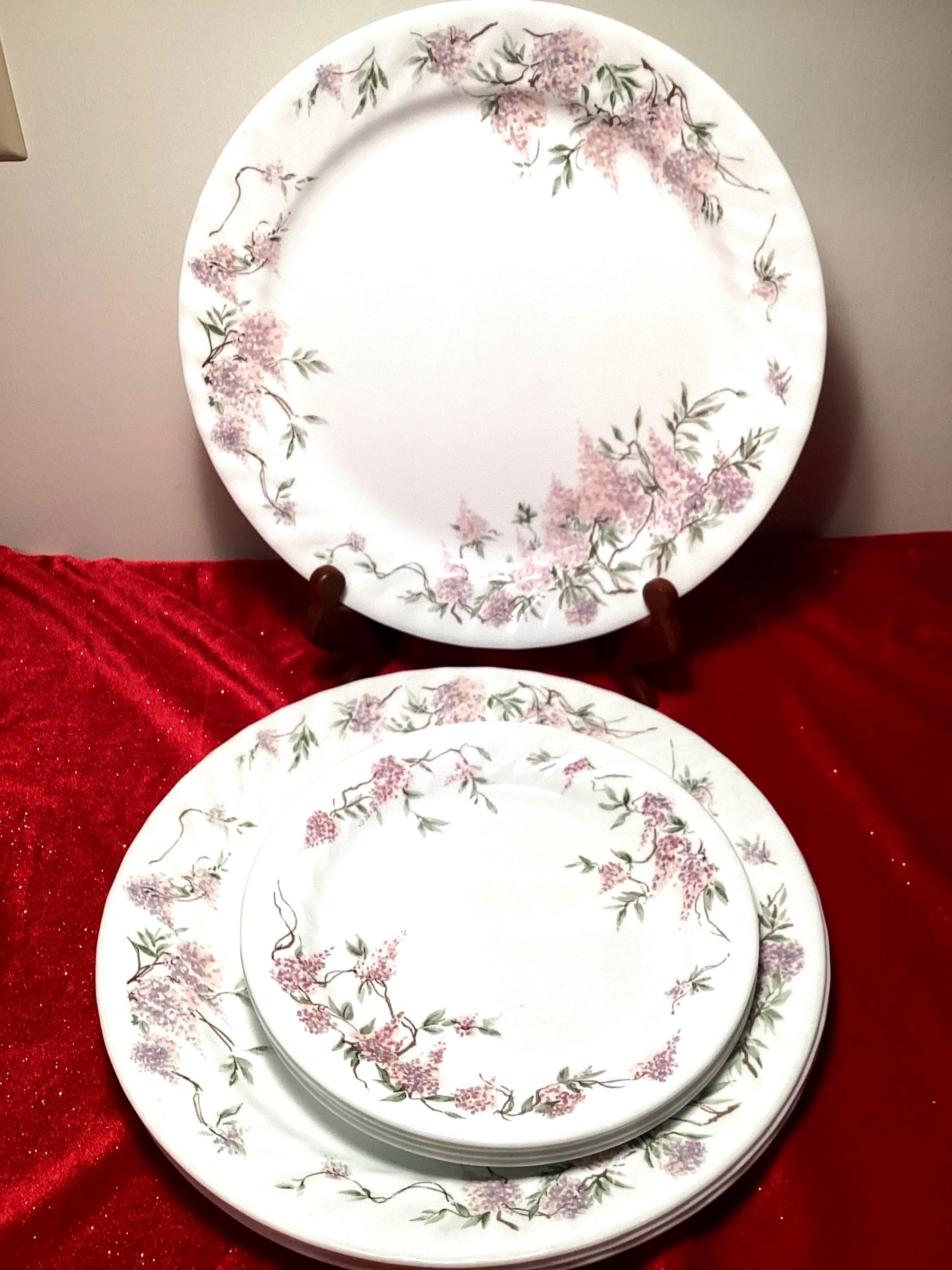 Corelle Dinner Plates and Bread Plates in the Rare Wisteria