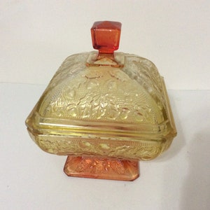 Vintage Jeanette Glass Amberina Candy Dish