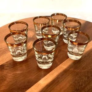Vintage Gold rim Shot Glasses (set of 8)
