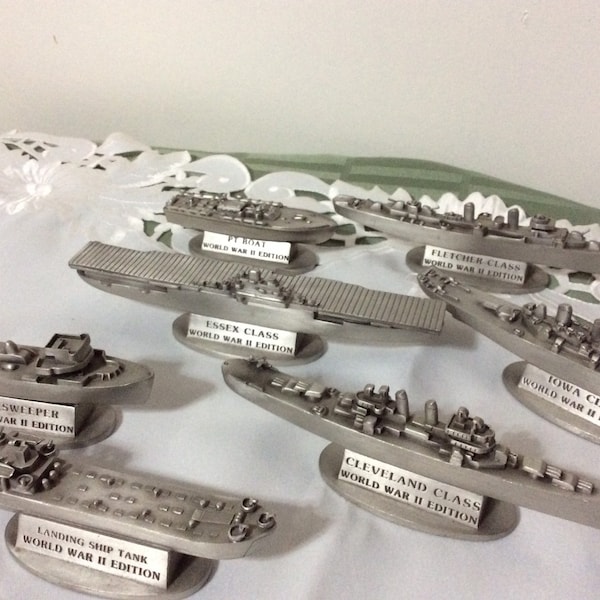 Collection of 7 World War II Edition of Ships ( pewter )