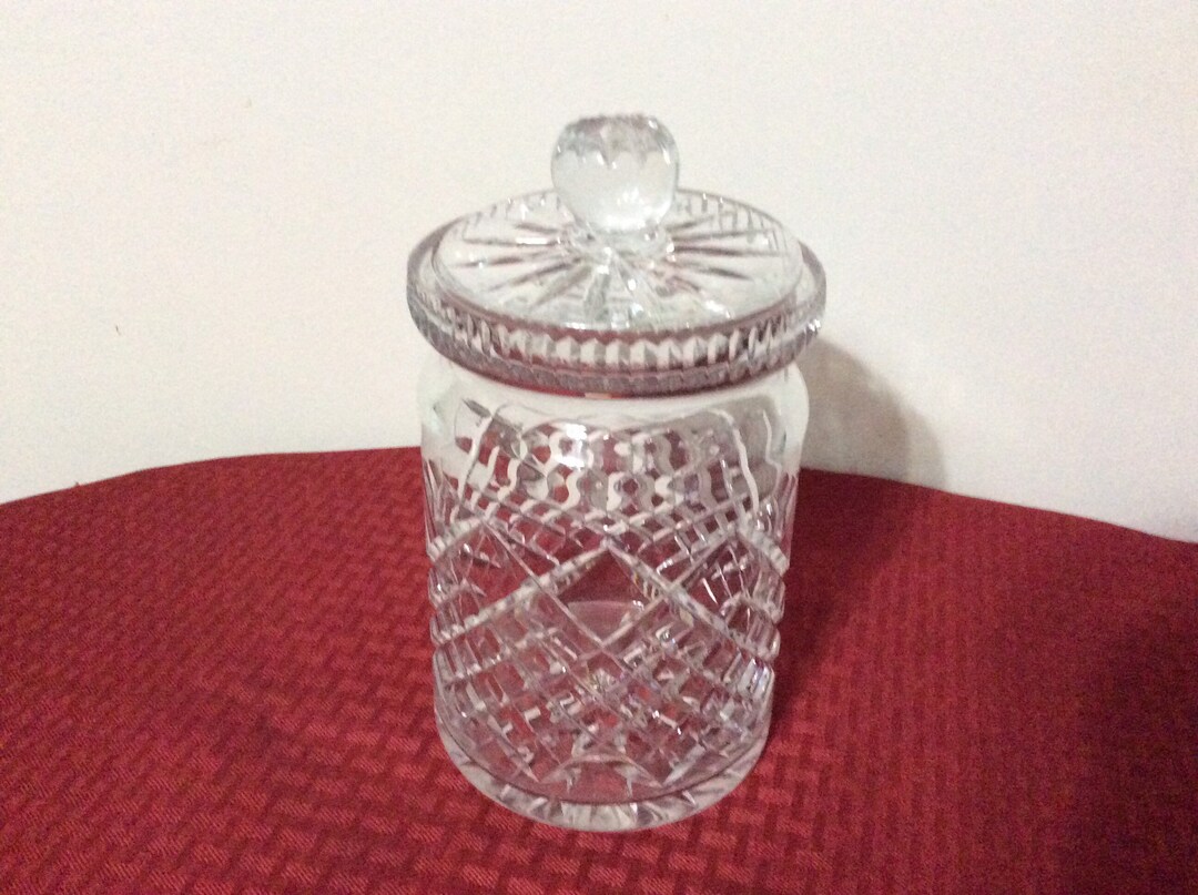 Large Crystal Biscuit Jar Etsy