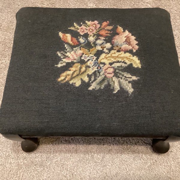 A Vintage Needlepoint Footstool