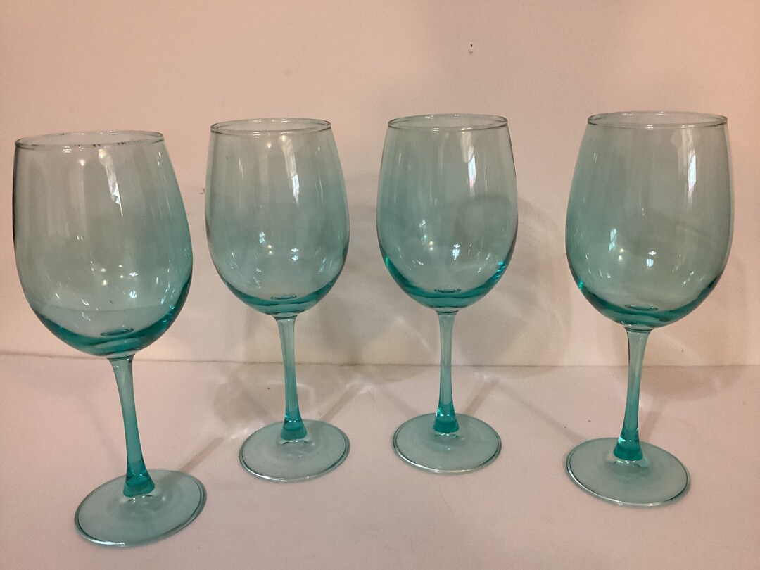 Aqua Blue Wine Glasses Set of 4 Etsy