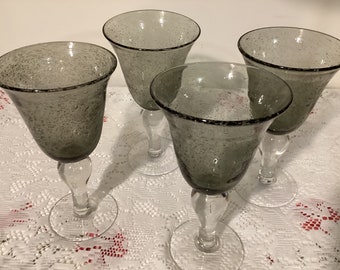 Set of 4 tall Artland Smokey Gray Wine Glasses