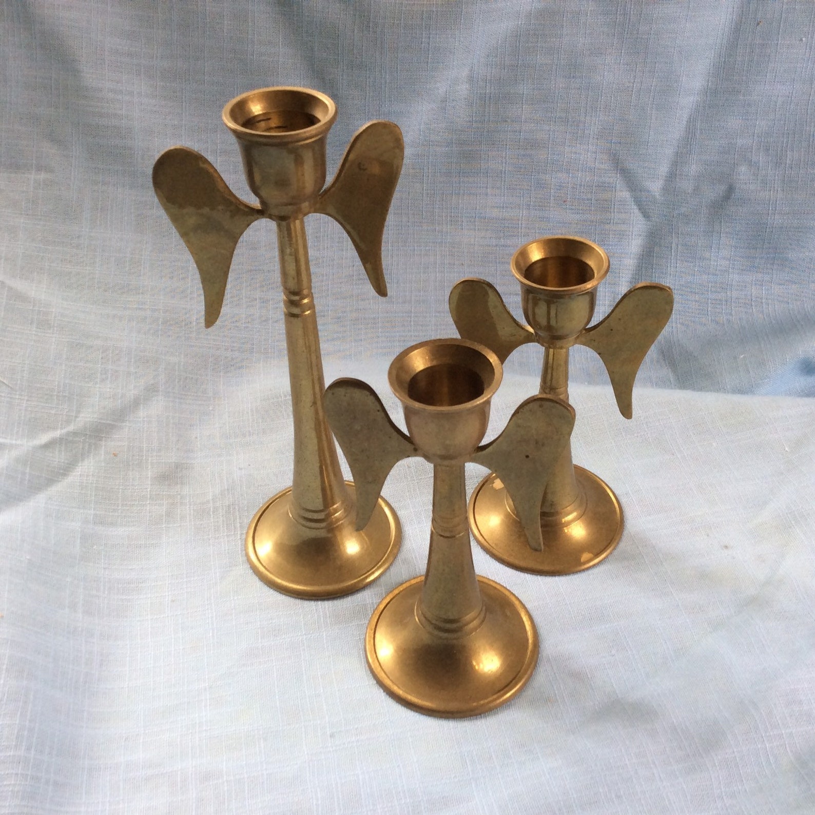 3 brass angel candle holders Etsy