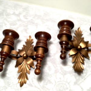 Pair of Homco Wood &Metal Wall Sconces