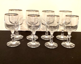 Schott ZWiesel Platinum Rim Vintage Crystal Glasses Set of 8